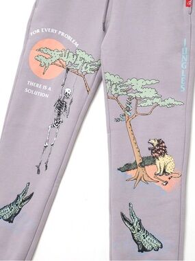 NWT Jungles Jungles For Every Problem Trackpant XXL Raindrops Fleece Deadstock
